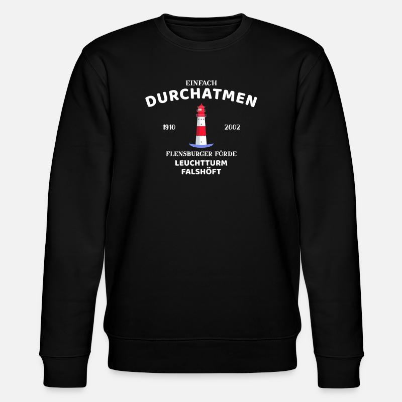 Flensburger Förde, Leuchtturm Falshöft, Durchatmen - Stanley/Stella Unisex Bio-Sweatshirt CHANGER  - Schwarz