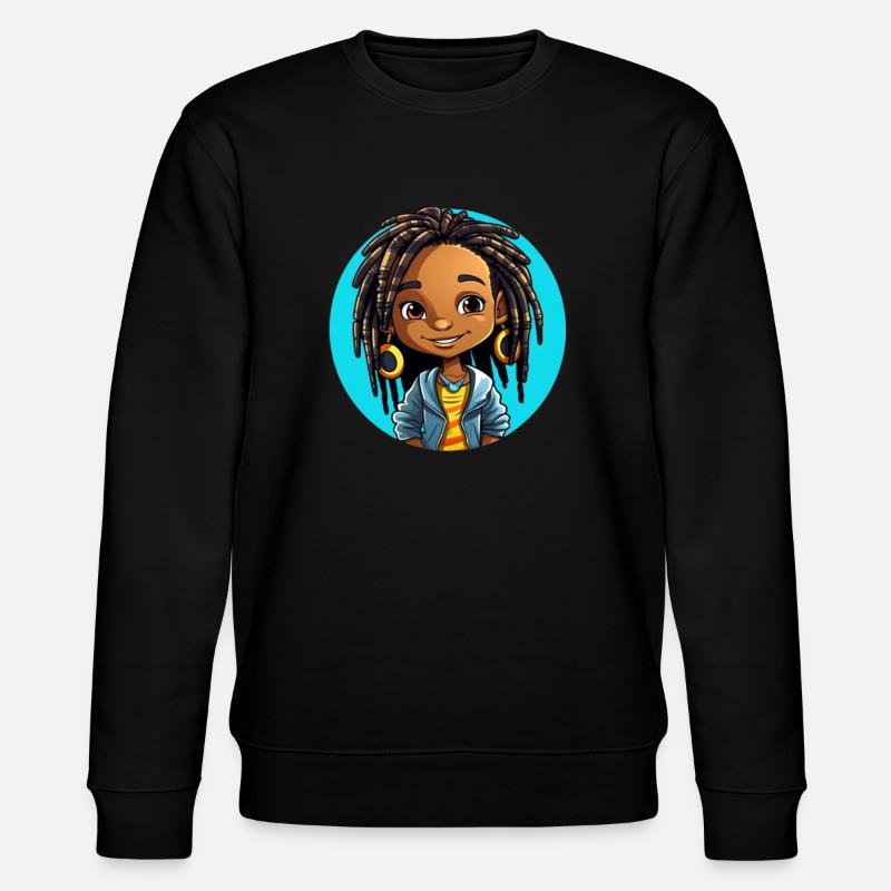 Lebensfrohe Dreadlocks Illustration - Stanley/Stella Unisex Bio-Sweatshirt CHANGER  - Schwarz