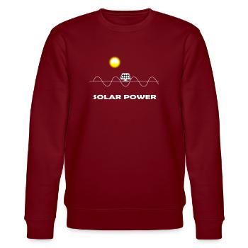 EKG Herzlinie Sinus Sonne Solarpanel erneuerbar - Stanley/Stella Unisex Bio-Sweatshirt CHANGER  - Burgunderrot - Vorne - Nik (191cm) & Marisol (170cm)