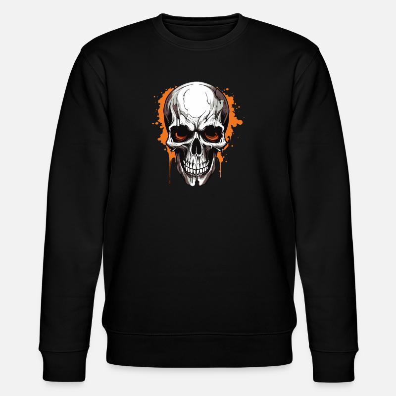 Orangener Schädel Splatter Gothic - Stanley/Stella Unisex Bio-Sweatshirt CHANGER  - Schwarz
