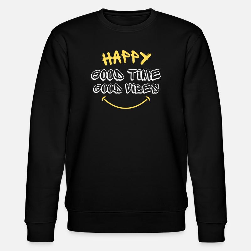 Motivierende Smileys mit Positiven Sprüchen - Stanley/Stella Unisex Bio-Sweatshirt CHANGER  - Schwarz