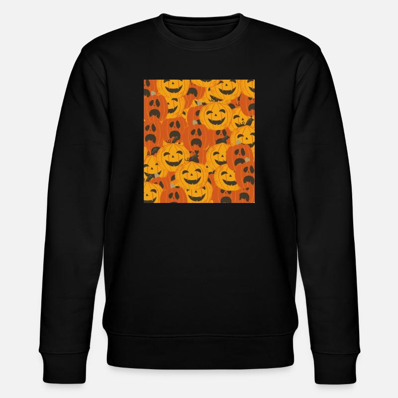 Spooky Pumpkins Halloween Pattern - Stanley/Stella CHANGER Unisex Organic Sweatshirt - black