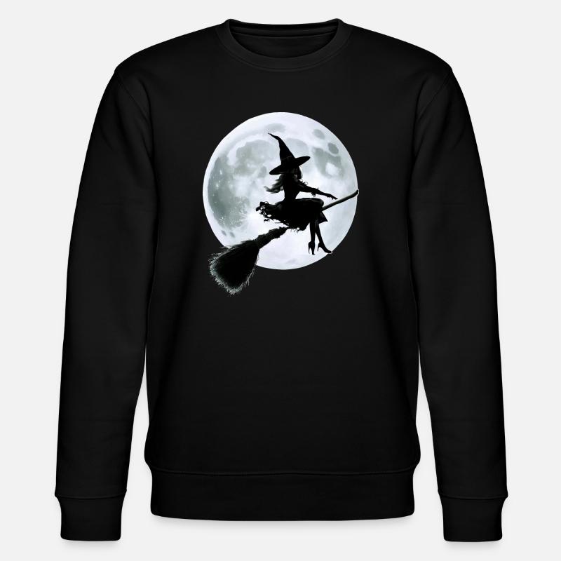 Witch on a Broom - Stanley/Stella CHANGER Unisex Organic Sweatshirt - black