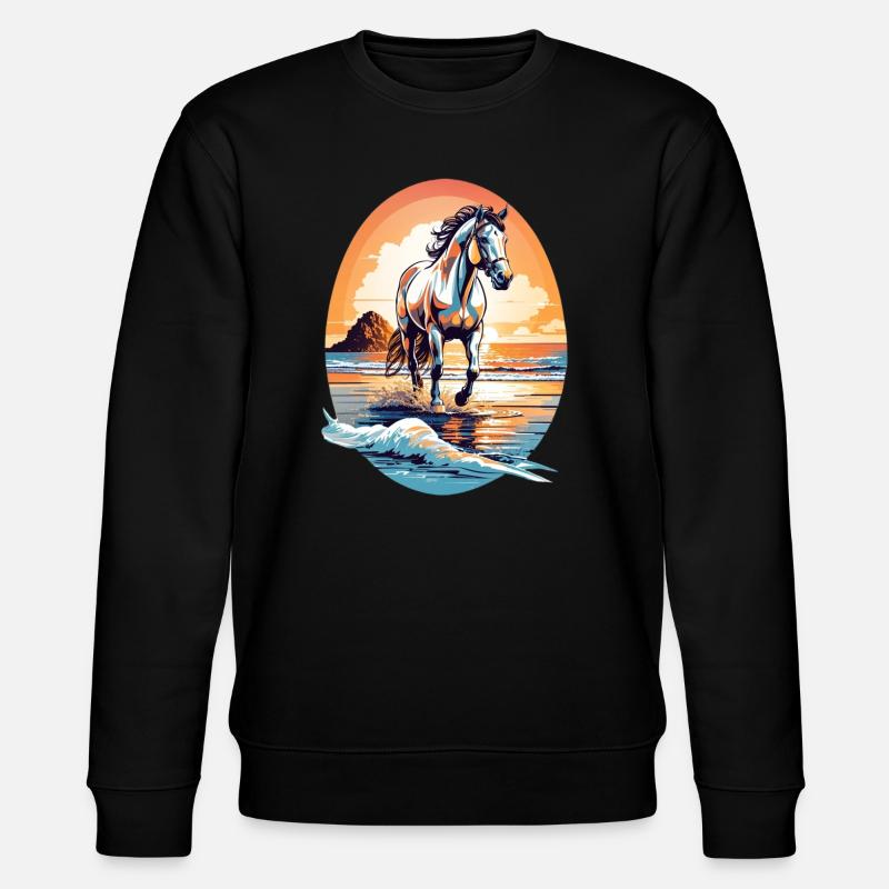 Cheval sur la plage - Sweat bio CHANGER Stanley/Stella Unisexe - noir
