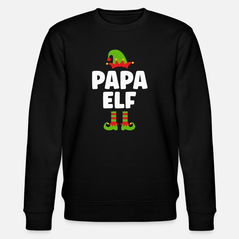 Christmas Funny Daddy Father Elf - Stanley/Stella CHANGER Unisex Organic Sweatshirt - black