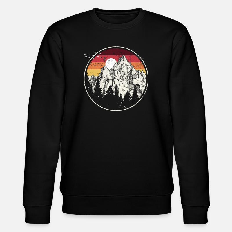 Retro Mountain Sunset Circle - Stanley/Stella CHANGER Unisex Organic Sweatshirt - black