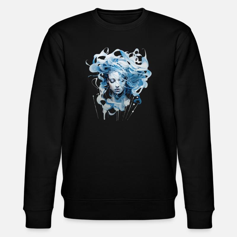 Kunstgemälde "Bläuliche Frau" - Druck Design - Stanley/Stella Unisex Bio-Sweatshirt CHANGER - Schwarz
