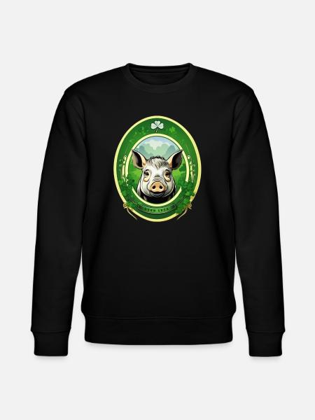 Cochon chanceux avec trèfles - Sweat bio CHANGER Stanley/Stella Unisexe - noir