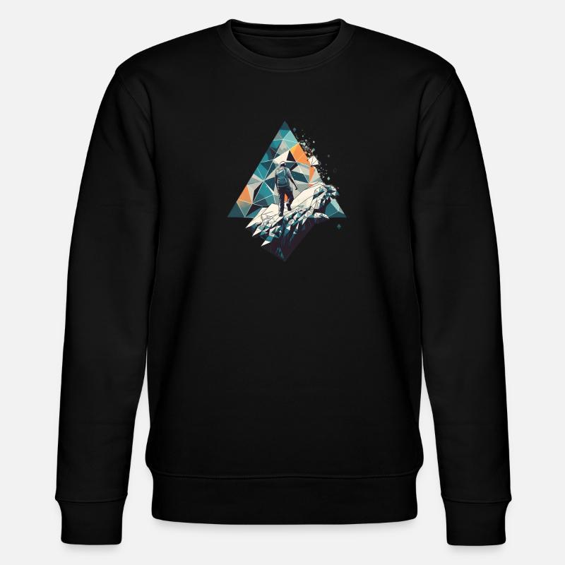 Geometric Mountaineer in Polygon Style - Stanley/Stella CHANGER Unisex Organic Sweatshirt - black