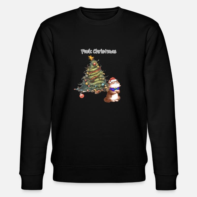 Respektloser Weihnachtsbaum mit Weihnachtsmannkatze - Stanley/Stella Unisex Bio-Sweatshirt CHANGER  - Schwarz