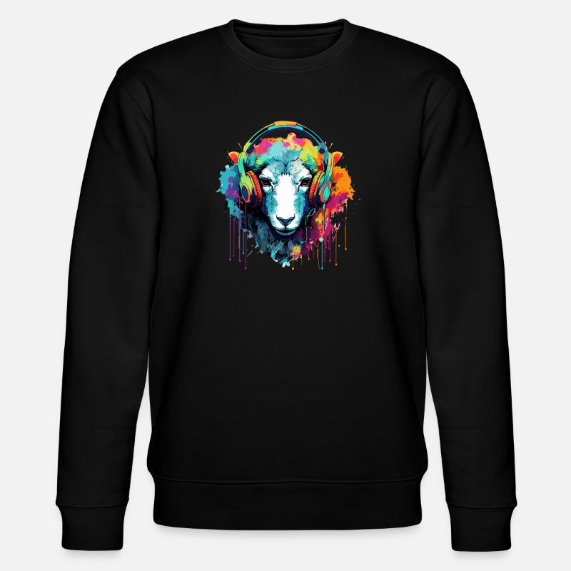 Moutons avec écouteurs Moutons animaux - Sweat bio CHANGER Stanley/Stella Unisexe - noir