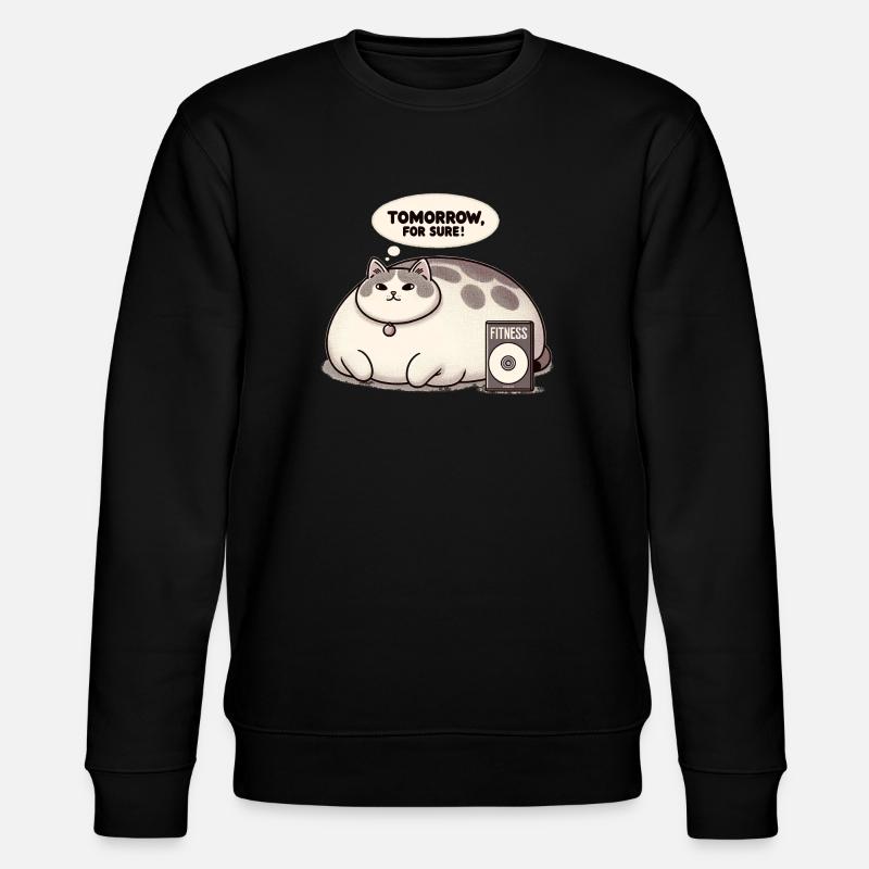 Fitnessmuffel Katze - Stanley/Stella Unisex Bio-Sweatshirt CHANGER  - Schwarz