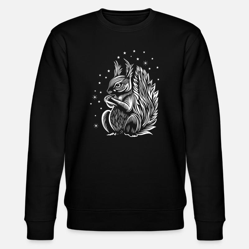 Eichhörnchen mit Sternen - Stanley/Stella Unisex Bio-Sweatshirt CHANGER  - Schwarz