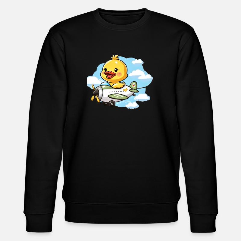Cute Duck Aviator Design - Stanley/Stella CHANGER Unisex Organic Sweatshirt - black
