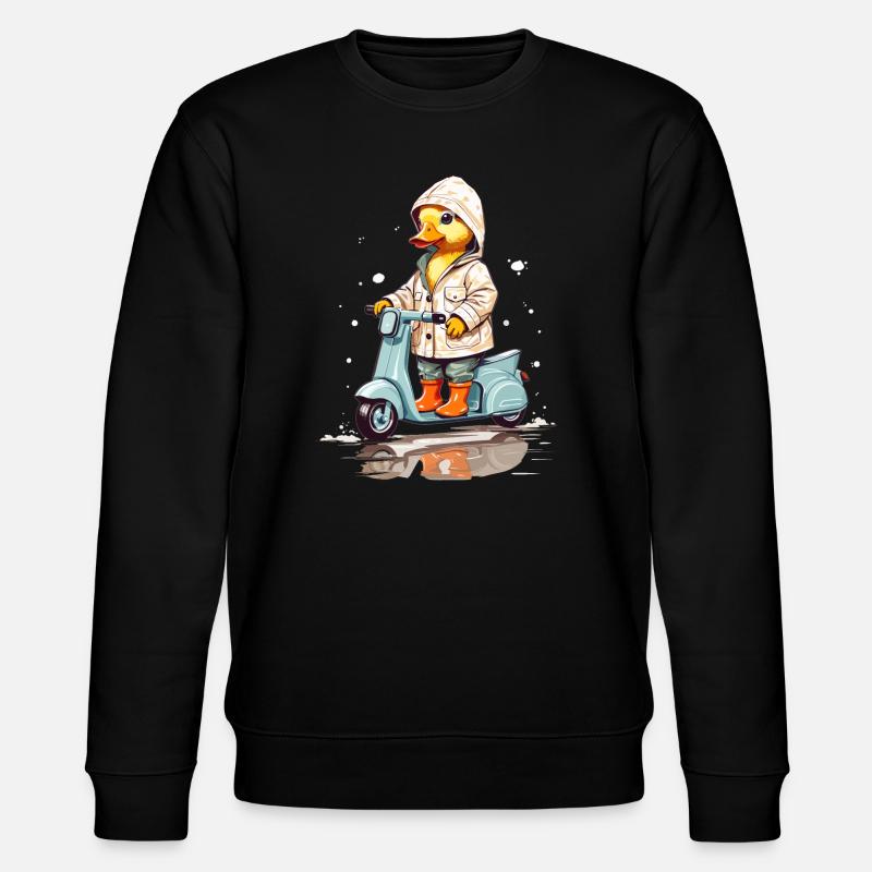 Ente mit Roller - Stanley/Stella Unisex Bio-Sweatshirt CHANGER  - Schwarz
