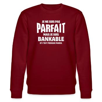 riche, banquier, bankable - Sweat bio CHANGER Stanley/Stella Unisexe - bordeaux - Devant - Nik (191cm) & Marisol (170cm)