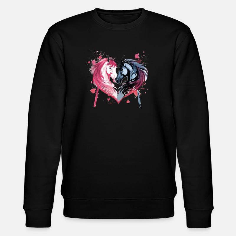 Pferdeköpfe in Herzform - Stanley/Stella Unisex Bio-Sweatshirt CHANGER  - Schwarz