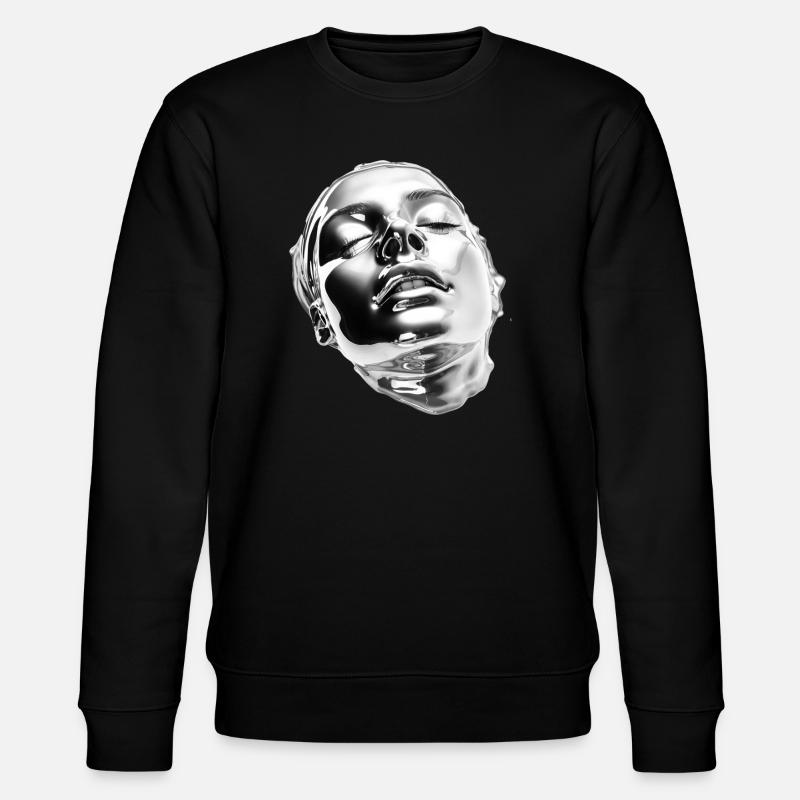 Flüssiges Chromporträt - Stanley/Stella Unisex Bio-Sweatshirt CHANGER  - Schwarz
