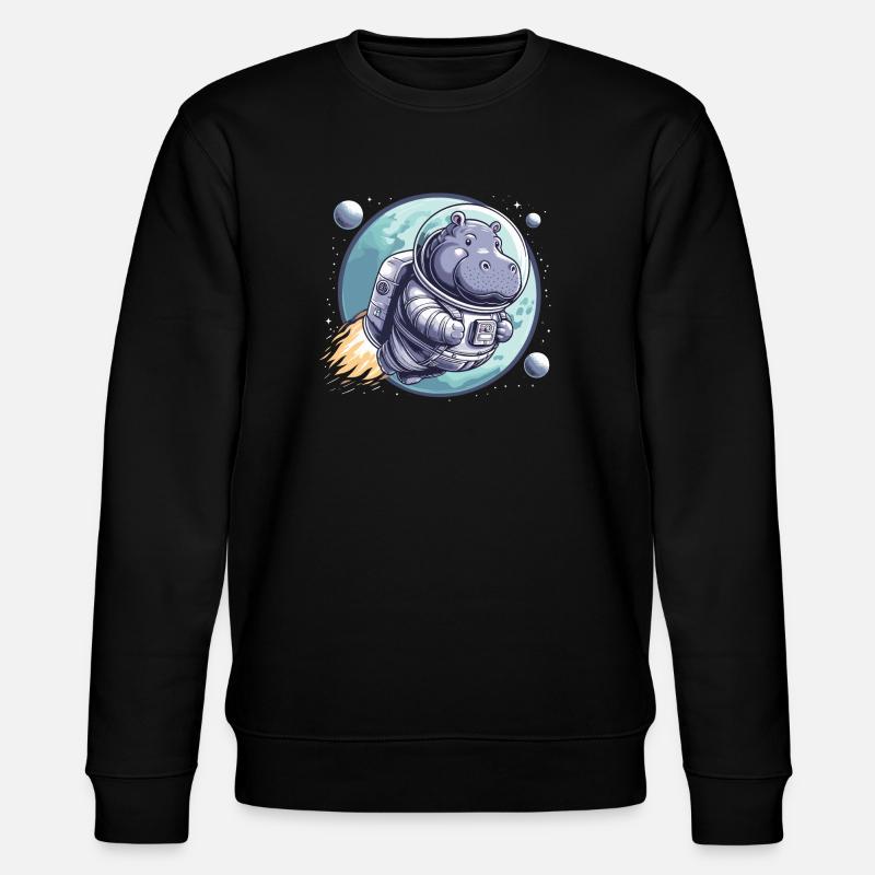 Hippopotame astronaute spatial - Sweat bio CHANGER Stanley/Stella Unisexe - noir