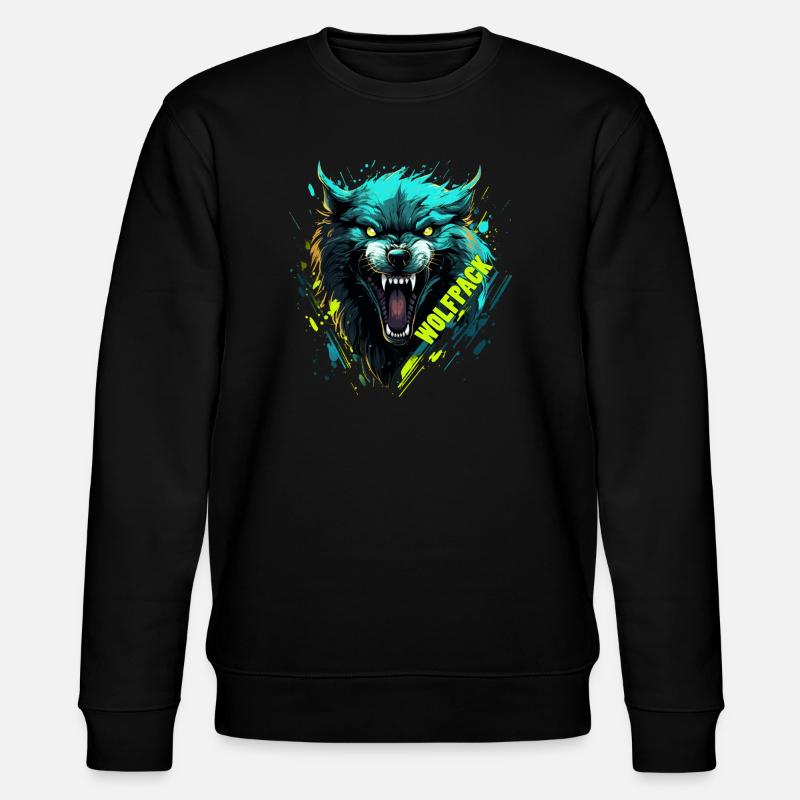 Neonwolf-Wolfsmaske - Stanley/Stella Unisex Bio-Sweatshirt CHANGER  - Schwarz