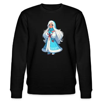 Ded Moroz Snegurotschka russischer Weihnachtsmann - Stanley/Stella Unisex Bio-Sweatshirt CHANGER  - Schwarz - Vorne - Nik (191cm) & Marisol (170cm)