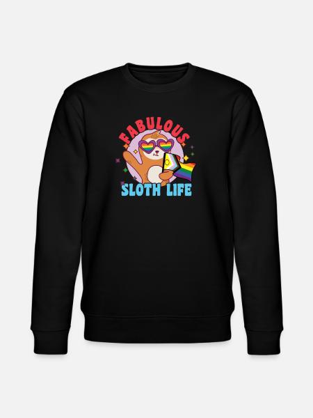 Fabulous sloth life with LGBT flag - Stanley/Stella CHANGER Unisex Organic Sweatshirt - black