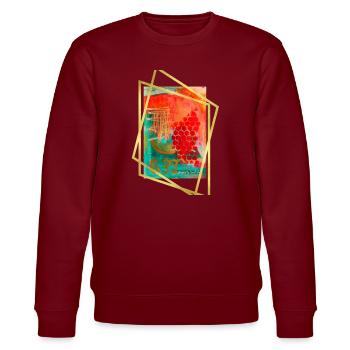 Fusion abstraite avec des hexagones vibrants - Sweat bio CHANGER Stanley/Stella Unisexe - bordeaux - Devant - Nik (191cm) & Marisol (170cm)