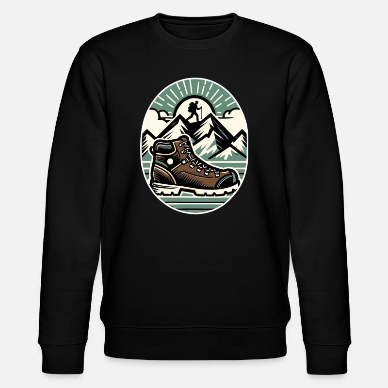 Drawing Hiker Bergwanderschuh - Stanley/Stella Unisex Bio-Sweatshirt CHANGER  - Schwarz
