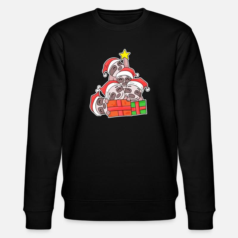 Sloth Christmas Tree Christmas - Stanley/Stella CHANGER Unisex Organic Sweatshirt - black