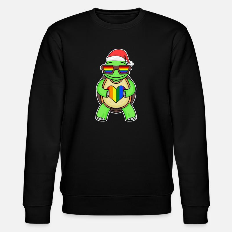 Turtle Rainbow Christmas - Stanley/Stella CHANGER Unisex Organic Sweatshirt - black