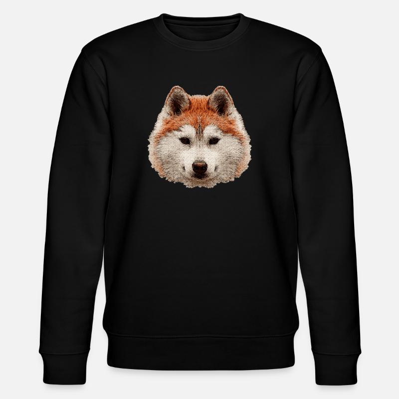 schlittenhunde, Huskykopf wasserfarboptik - Stanley/Stella Unisex Bio-Sweatshirt CHANGER  - Schwarz
