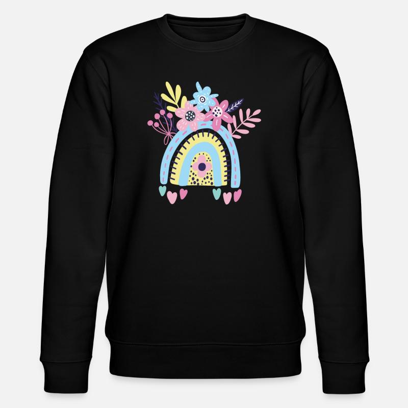 Arc floral arc-en-ciel pastel - Sweat bio CHANGER Stanley/Stella Unisexe - noir