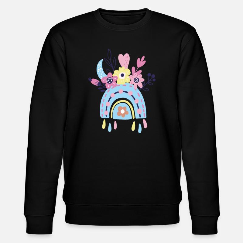Pastell Regenbogen Blumen - Stanley/Stella Unisex Bio-Sweatshirt CHANGER  - Schwarz