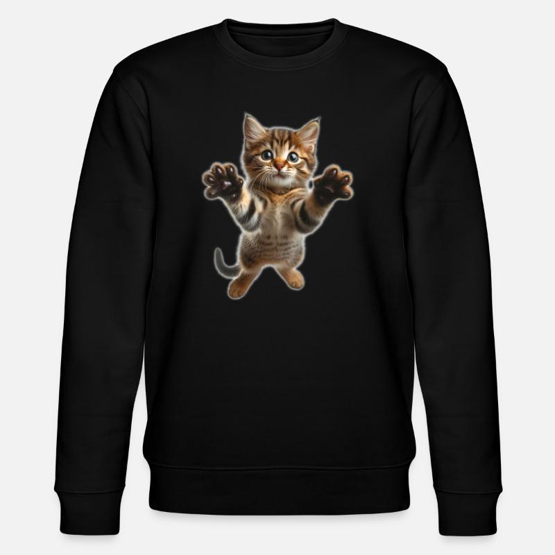 Mignon petit chat qui saute - Sweat bio CHANGER Stanley/Stella Unisexe - noir