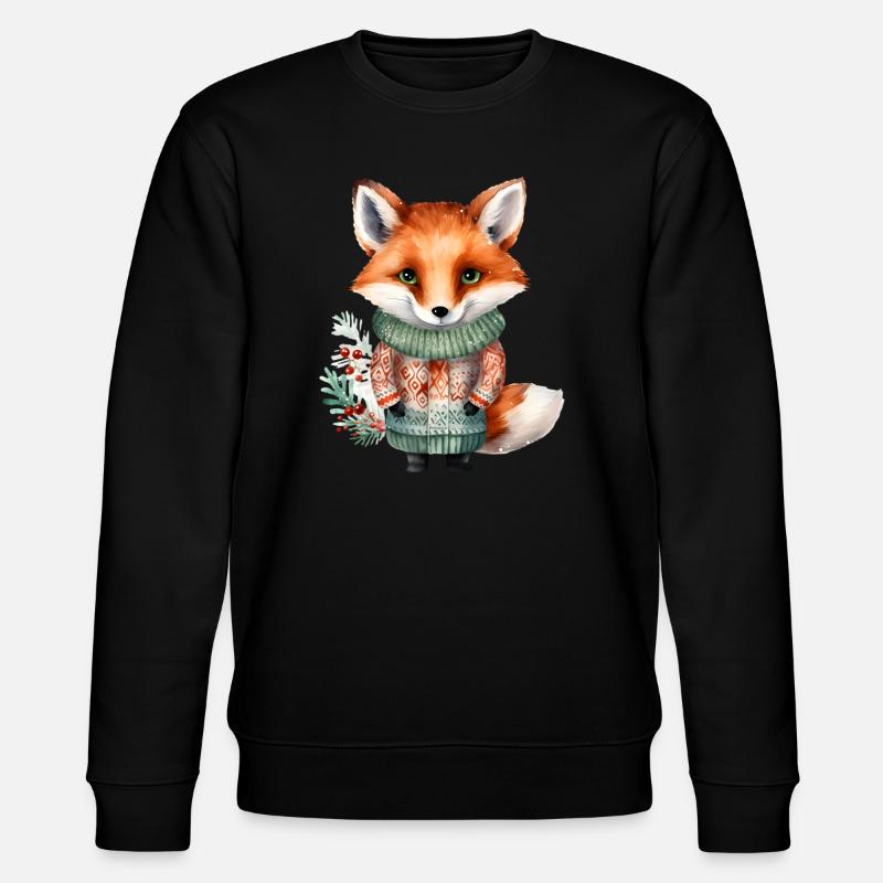 Renard d’hiver en pull - Sweat bio CHANGER Stanley/Stella Unisexe - noir