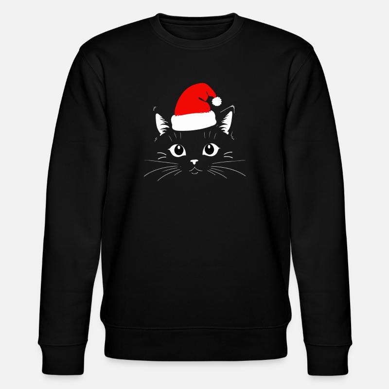 Katze Weihnachten - Stanley/Stella Unisex Bio-Sweatshirt CHANGER - Schwarz