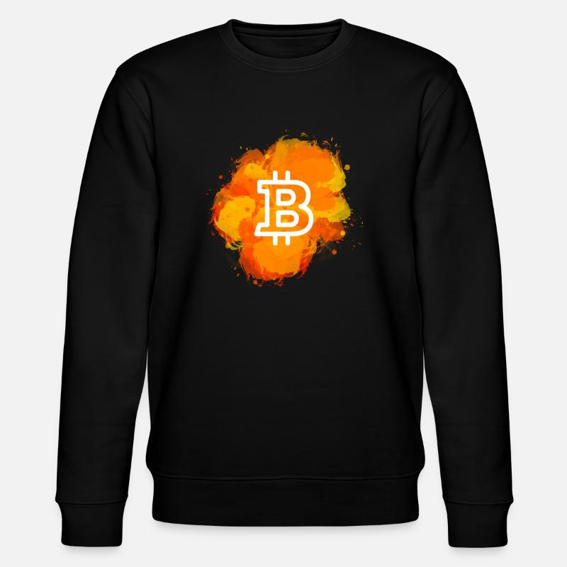 Bitcoin Crypto Cryptocurrency Splash - Stanley/Stella CHANGER Unisex Organic Sweatshirt - black