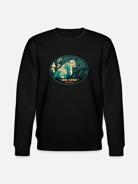 Snow Leopard illustration patch - Stanley/Stella CHANGER Unisex Organic Sweatshirt - black