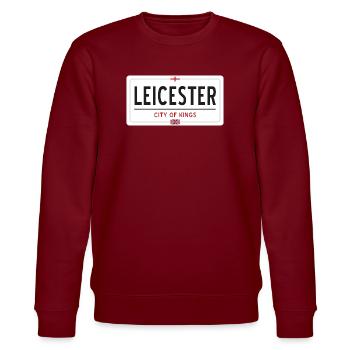 Leicester town sign - Stanley/Stella CHANGER Unisex Organic Sweatshirt - burgundy - Front - Nik (191cm) & Marisol (170cm)