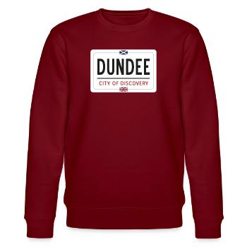 Dundee Place Name Sign - Stanley/Stella CHANGER Unisex Organic Sweatshirt - burgundy - Front - Nik (191cm) & Marisol (170cm)