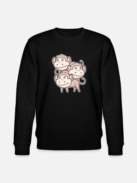 Cute Monkey - Monkey Motif - Stanley/Stella CHANGER Unisex Organic Sweatshirt - black
