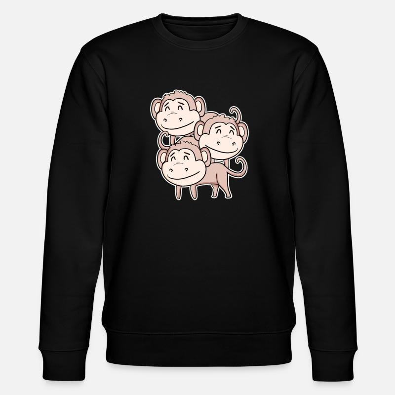 Cute Monkey - Monkey Motif - Stanley/Stella CHANGER Unisex Organic Sweatshirt - black
