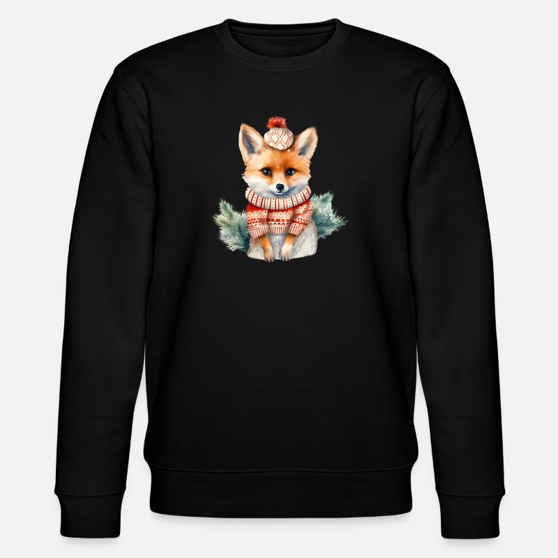 Winterschatz Fuchs mit Pompom - Stanley/Stella Unisex Bio-Sweatshirt CHANGER - Schwarz