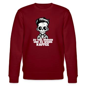 Kaffee Spruch T-Shirt Design - Stanley/Stella Unisex Bio-Sweatshirt CHANGER  - Burgunderrot - Vorne - Nik (191cm) & Marisol (170cm)
