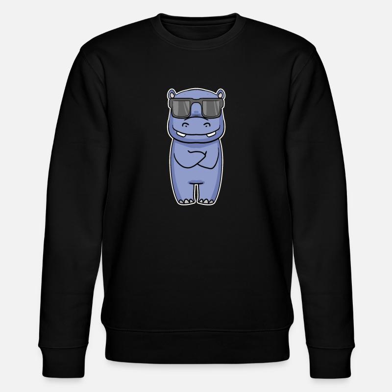 Hippopotamus with glasses - Stanley/Stella CHANGER Unisex Organic Sweatshirt - black