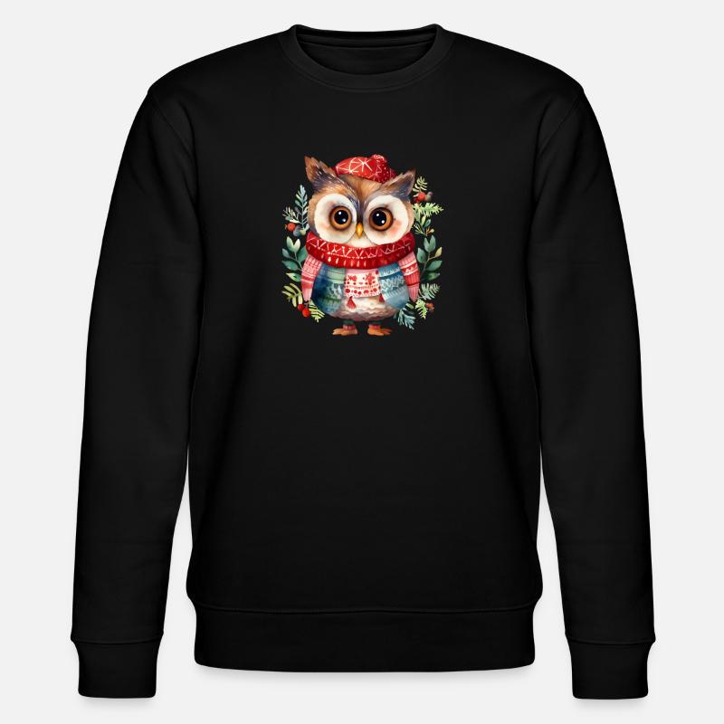 Hibou d’hiver avec écharpe rouge - Sweat bio CHANGER Stanley/Stella Unisexe - noir