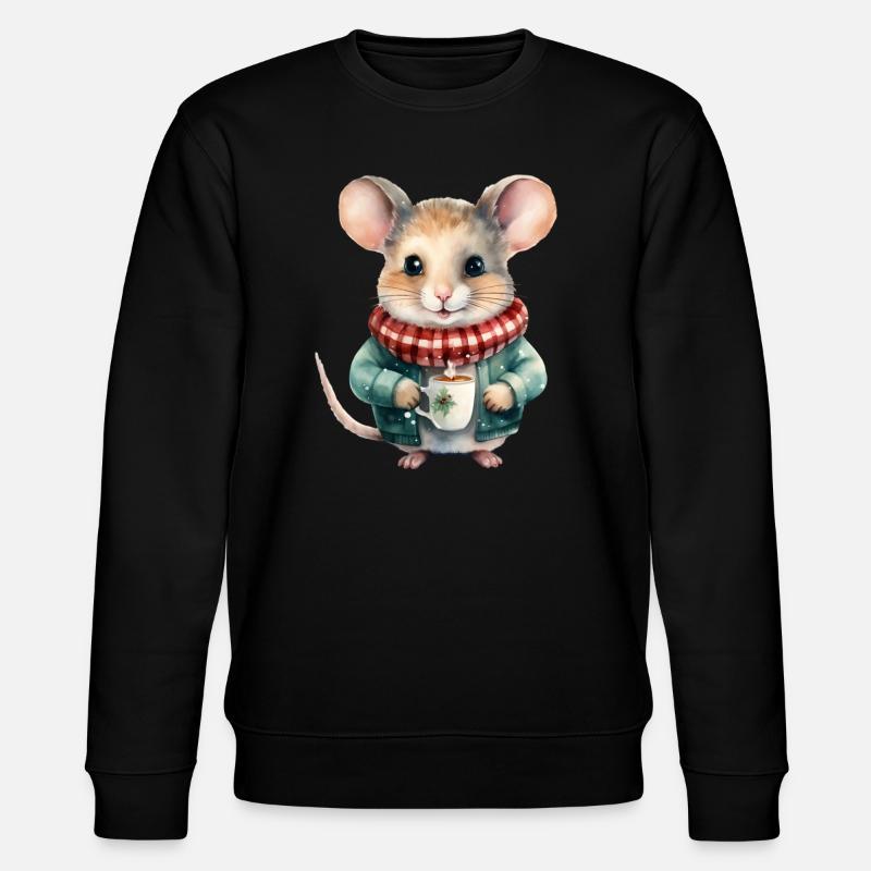 Kuschelmäuschen Wintertee - Stanley/Stella Unisex Bio-Sweatshirt CHANGER  - Schwarz