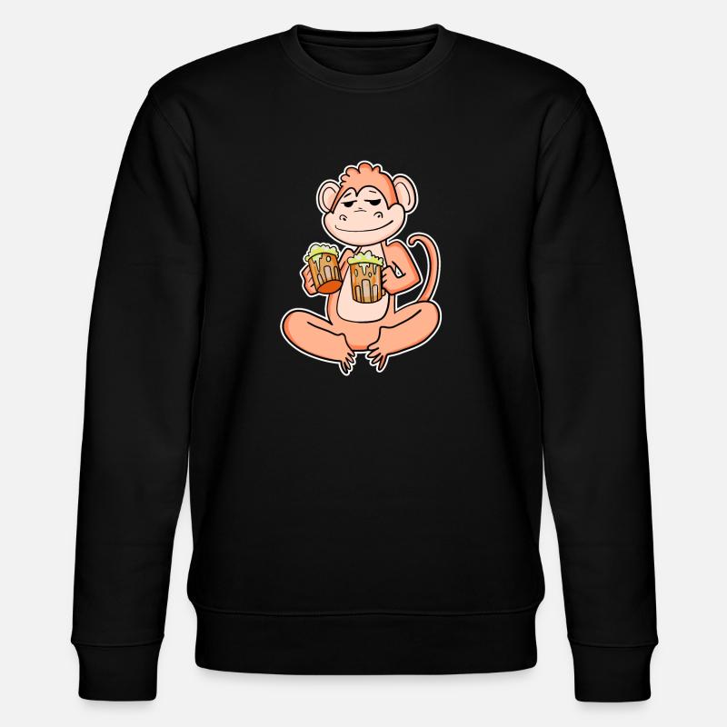 Monkey with beer - Stanley/Stella CHANGER Unisex Organic Sweatshirt - black