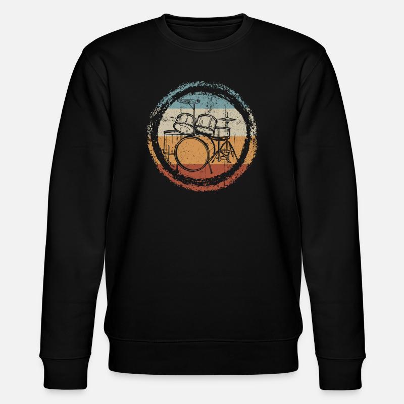 Retro Drum Circle Stamp - Stanley/Stella CHANGER Unisex Organic Sweatshirt - black