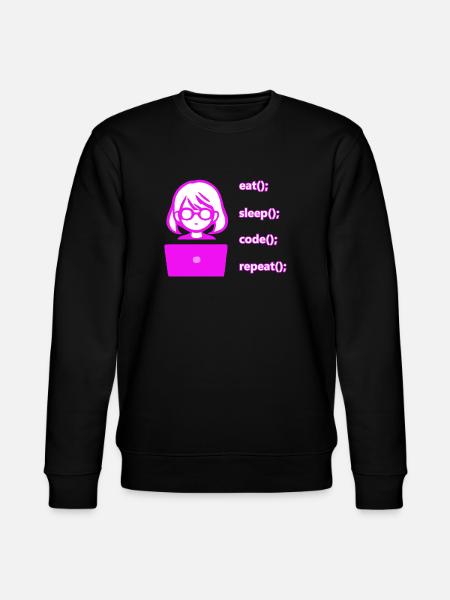 eat sleep code repeat Frau Computer - Stanley/Stella Unisex Bio-Sweatshirt CHANGER  - Schwarz